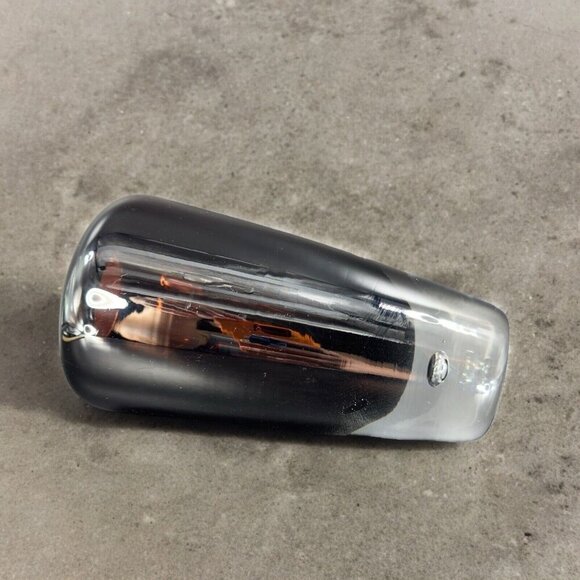 Poland Art Glass Vase Vessel Dark Amethyst Glass With Clear Bottom Air Bubble - Picture 2 of 13